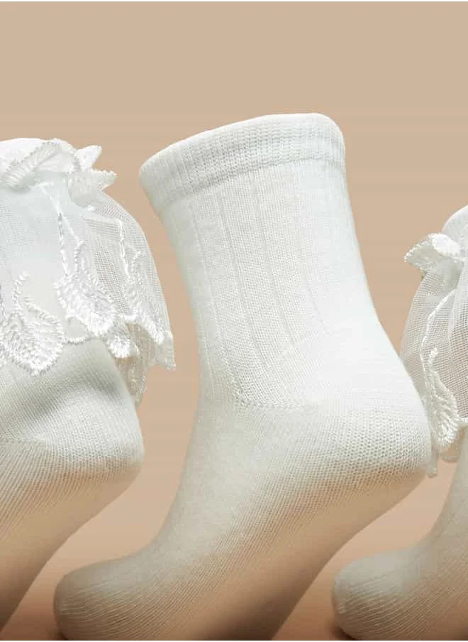 Little Missy Girls Assorted Ankle Length Socks - Set of 3