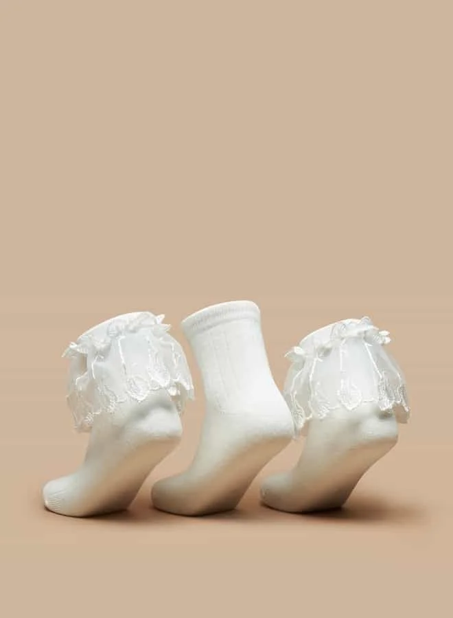 Little Missy Girls Assorted Ankle Length Socks - Set of 3