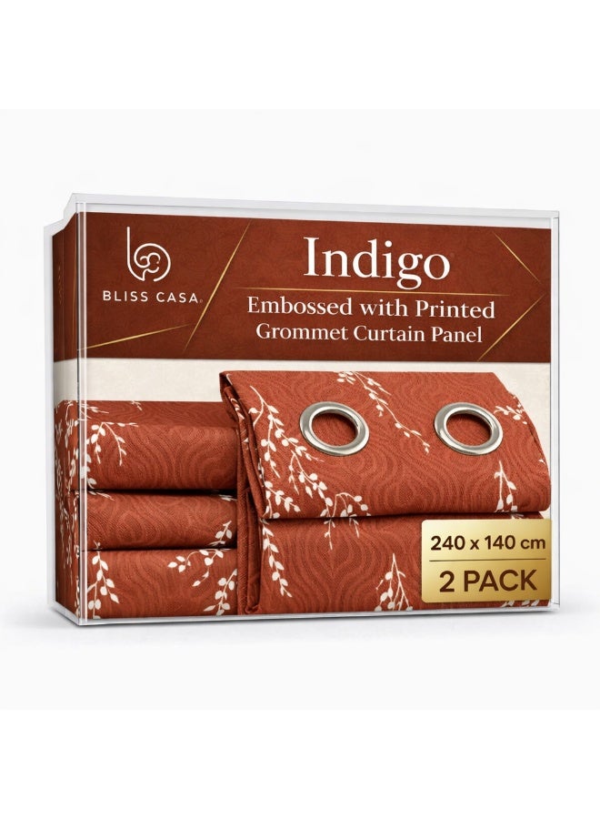 Bliss Casa Indigo Window Curtains 2 Pack 240 x 140 cm – Solid Eyelet Curtains for Bedroom & Living Room – Premium Fabric Home Drapes - Image 2