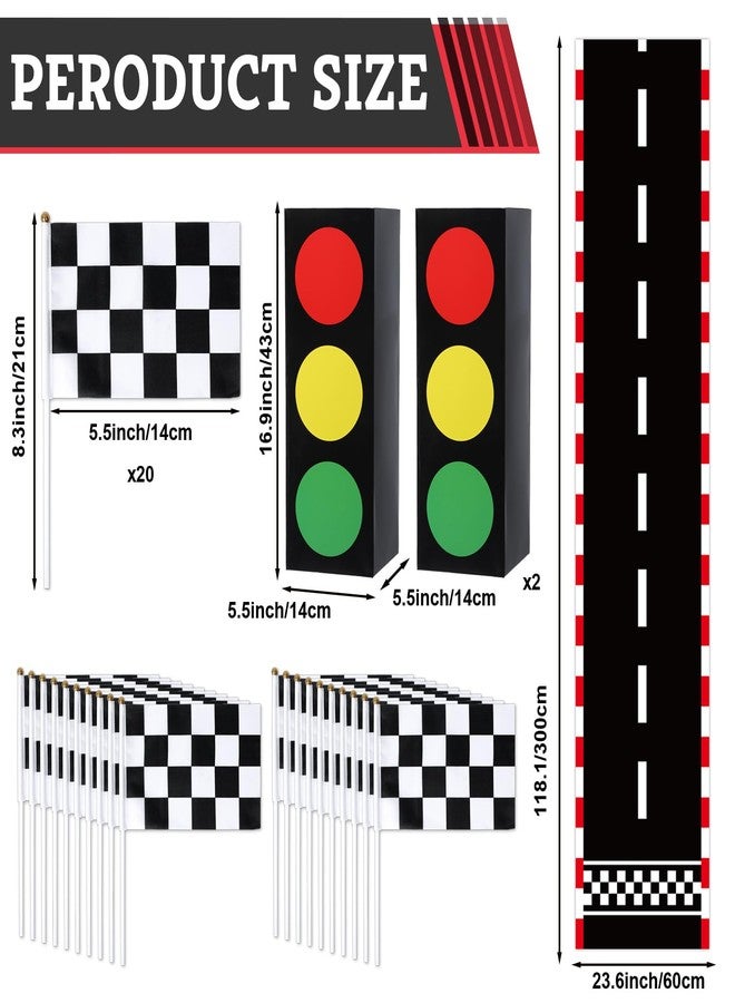 Oitnlaughter Racing Party Decorations Race Car Birthday Traffic Light Gift Boxes Floor Running Mat Checkered Black and White Racing Flag for Race Car Start Your Engines Kids Boys Baby Shower Party Supplies - Image 2