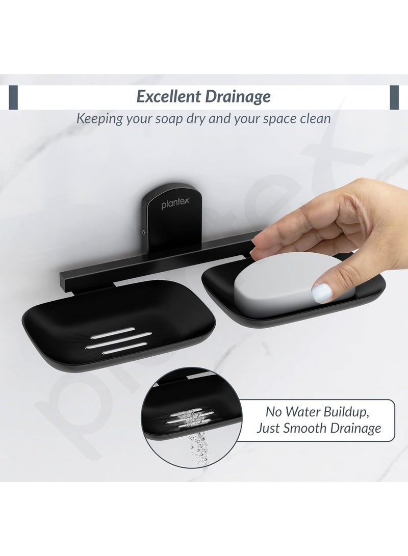 Plantex 304 Grade Stainless Steel Double Soap Holder for Bathroom/Soap Stands/Bathroom Accessories - Parv (Black) - Image 4