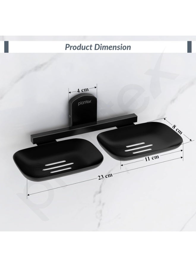Plantex 304 Grade Stainless Steel Double Soap Holder for Bathroom/Soap Stands/Bathroom Accessories - Parv (Black) - Image 3