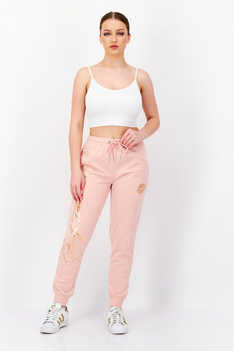 Marilyn Monroe Women Regular Fit Graphic Print Drawstring Jogger Pants, Rose Pink - Image 3