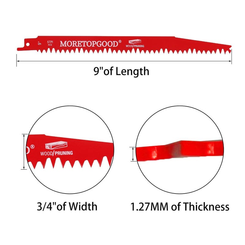 MORETOPGOOD Wood Pruning Reciprocating Saw Blades, Saw Blades for Trees Wood Cutting, 9 Inch Wood Saw Blades (10 Pack/5TPI) - Image 2