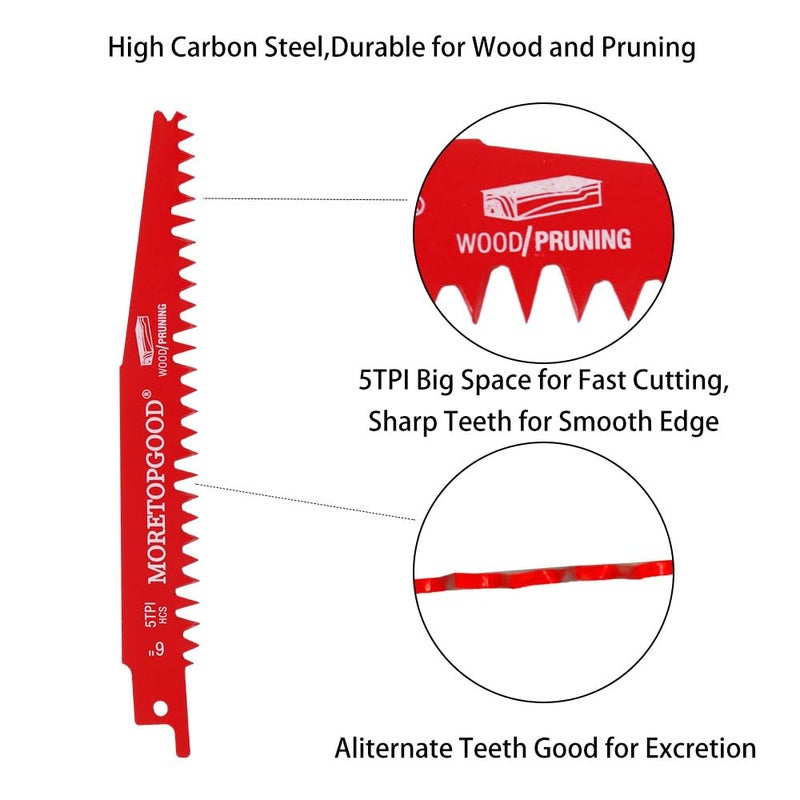 MORETOPGOOD Wood Pruning Reciprocating Saw Blades, Saw Blades for Trees Wood Cutting, 9 Inch Wood Saw Blades (10 Pack/5TPI) - Image 3