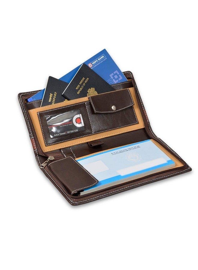 COI Cheque Book Holder Passport Holder Dark Brown/Stylish Faux Leather Multiple Document, Card, Money Pocket, Travel Wallet Accessory, Desk Table Organizer Gift for Office Going Men and Women - Image 1