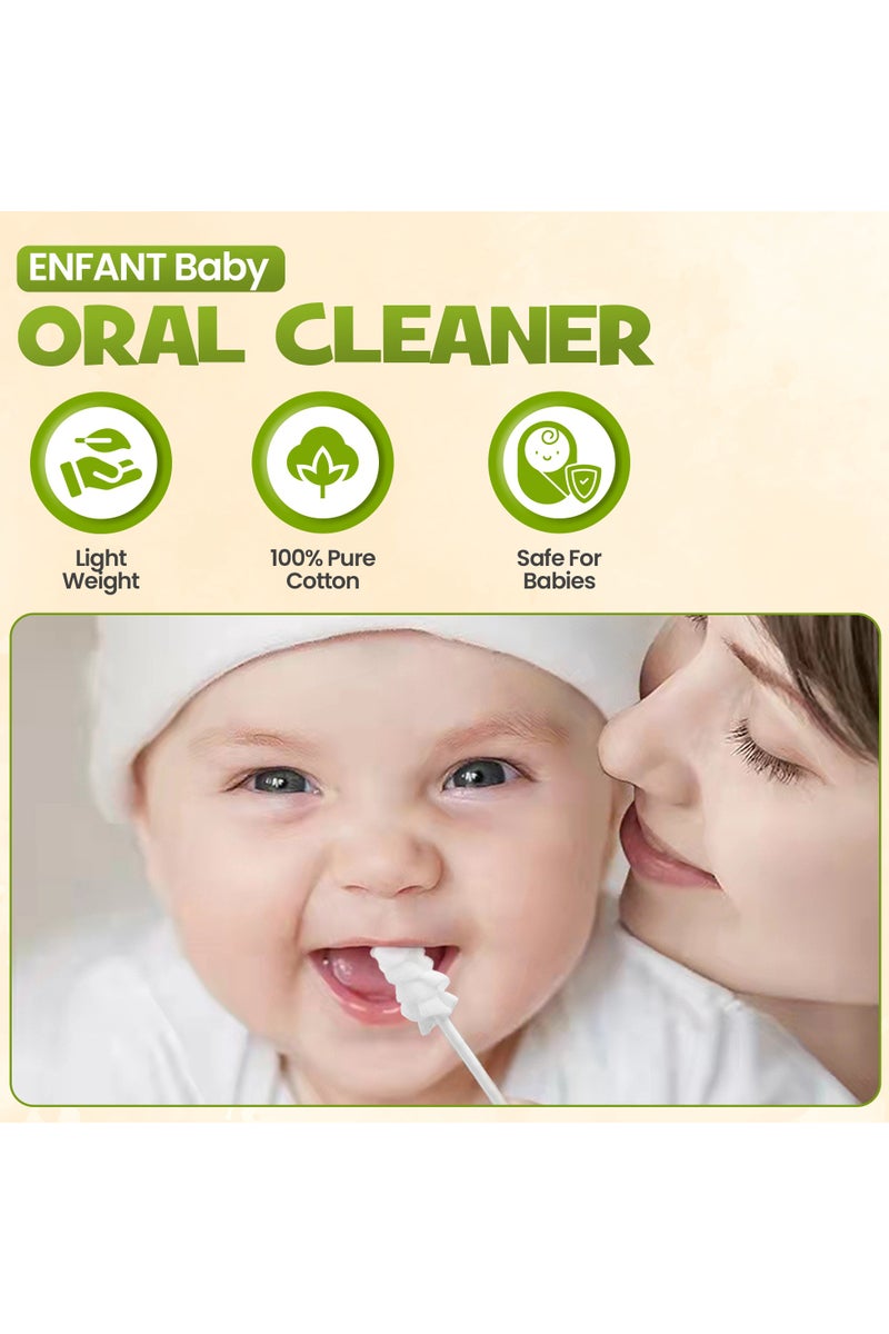 Enfant 30Pcs Baby Oral Cleaner Tooth Tongue Brush Infant Tongue Cleaner Baby Tongue Cleaner, Baby Toothbrush For Babies Soft Gauze For Baby Pure Cotton 100% Sterilized Cotton Soft And Wrinkle-Free - Image 2