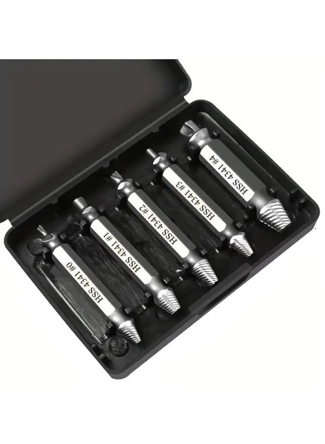 5Pcs High Speed Steel Damaged Screw Extractor Drill Bit Set In A Box - Image 1