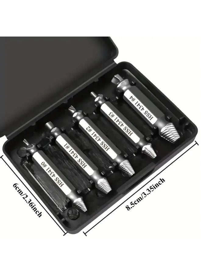 5Pcs High Speed Steel Damaged Screw Extractor Drill Bit Set In A Box - Image 3