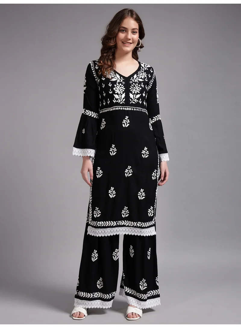 Alaya Women Hand Embroidered Lucknowi Chikankari Rayon Kurta Set-AL4077KS