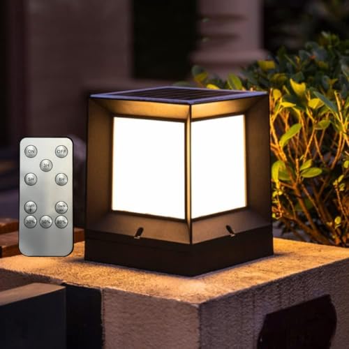 XERGY Modern Design Solar LED Pillar Light with Remote for Outdoor Gate & Garden – Waterproof, Dimmable, 1800mAh Battery, 3 Color Modes, Timer - Image 1