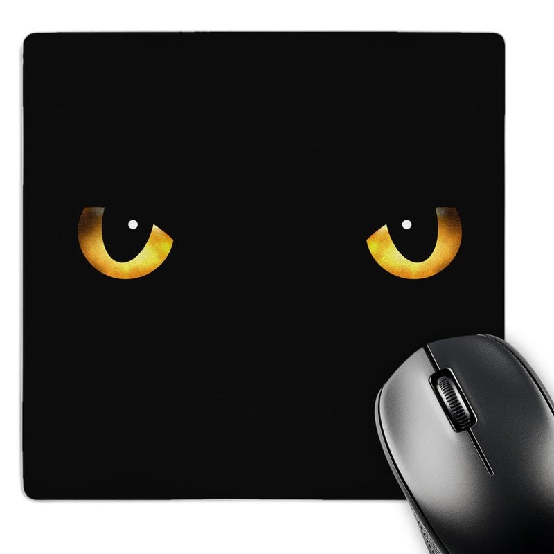 3dRose LLC 8 x 8 x 0.25 Inches Mouse Pad, Spooky Black Cat's Eyes (mp_128253_1) - Image 1