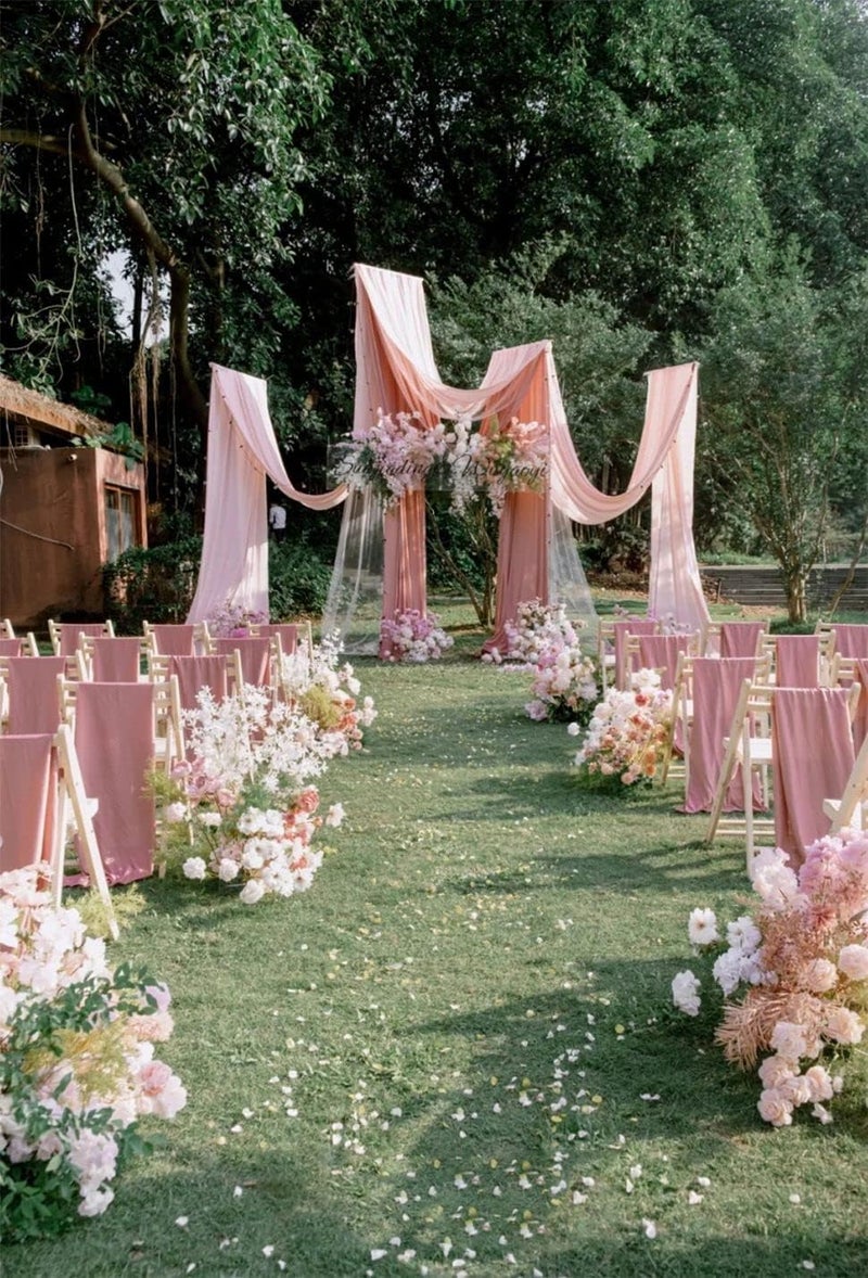 MLMW Chiffon Fabric Sheer Fabric by the Yard 5 Yards 60" Wide Dusty Rose Wedding Arch Draping Fabric Sheer Material for Party Backdrop Curtain Arch Ceiling Decor - Image 4