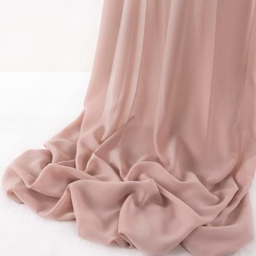 MLMW Chiffon Fabric Sheer Fabric by the Yard 5 Yards 60" Wide Dusty Rose Wedding Arch Draping Fabric Sheer Material for Party Backdrop Curtain Arch Ceiling Decor - Image 1