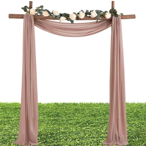 MLMW Chiffon Fabric Sheer Fabric by the Yard 5 Yards 60" Wide Dusty Rose Wedding Arch Draping Fabric Sheer Material for Party Backdrop Curtain Arch Ceiling Decor - Image 2