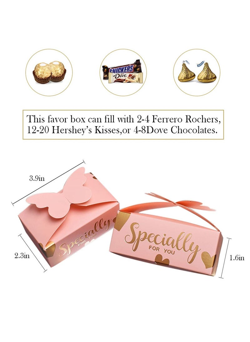 Zikra 50 Pcs Pink Favor Boxes for Weddings, Baby Showers, and Birthdays - Easy DIY Folding Candy and Cookie Gift Boxes with Ribbons for Parties and Special Occasions. - Image 5