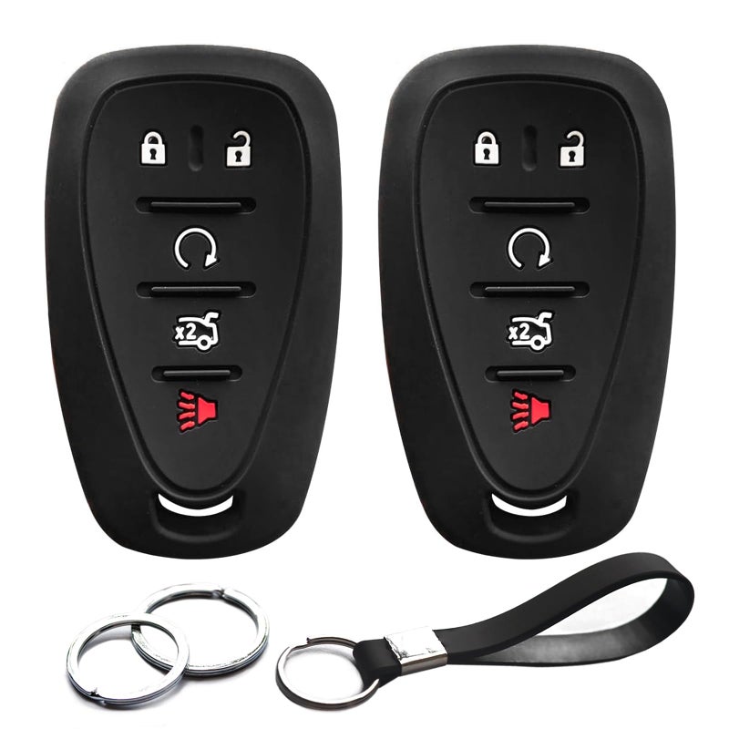 INFIPAR 2pcs Compatible with Chevrolet Smart 5 BTS Black Silicone FOB Key Case Cover Protector Keyless Remote Holder for Chevrolet Camaro Cruze Equinox Malibu Limited Sonic Spark Traverse - Image 1