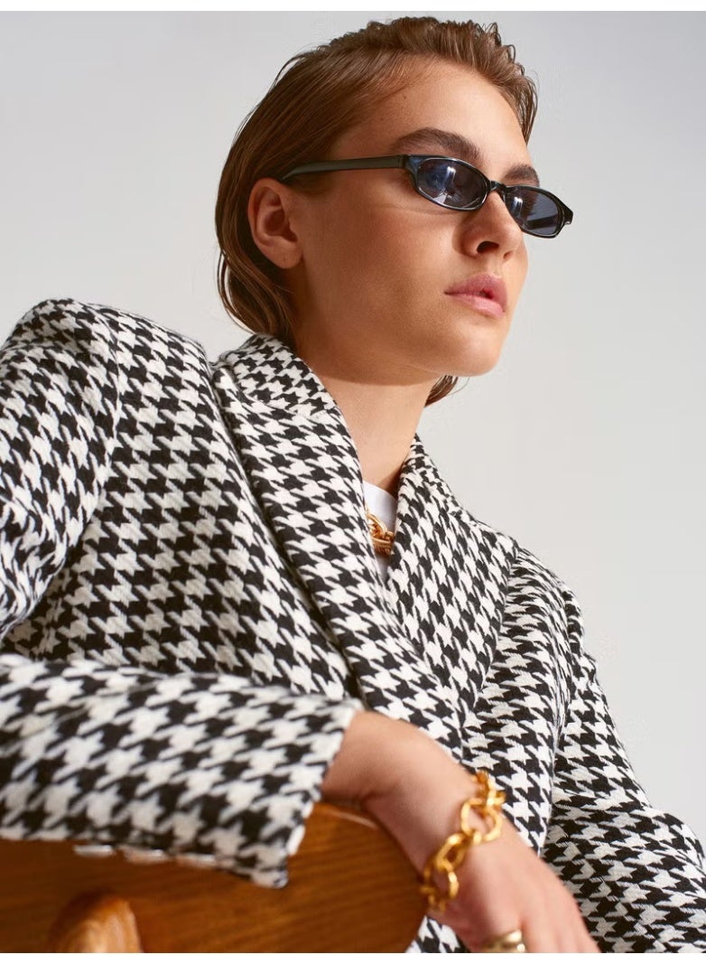 Dilvin 6847 Houndstooth Blazer Jacket-Black - Image 1