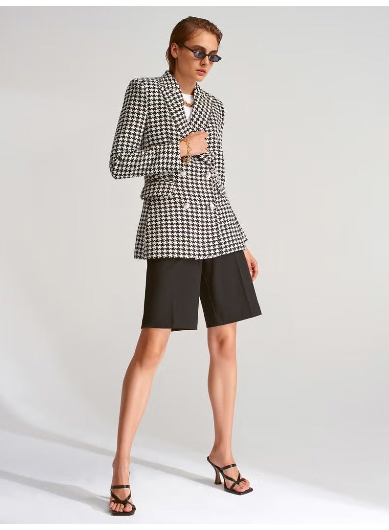 Dilvin 6847 Houndstooth Blazer Jacket-Black - Image 4