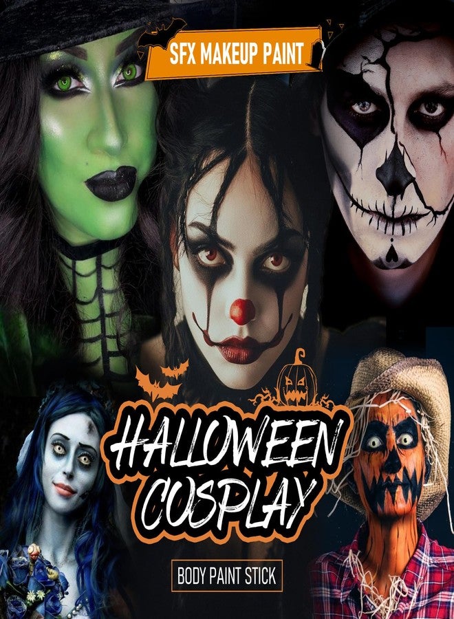 KYDA Orange Red Body Paint Stick, Orange Eye Black Stick for Sports, Body Paint Stick for Adults and Kids, Halloween Pumpkin Tiger Fox Cosplay SFX Makeup Paint - Image 2