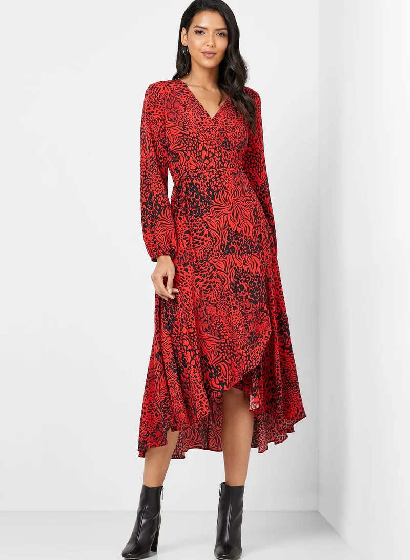 Wallis Printed Wrap Dress