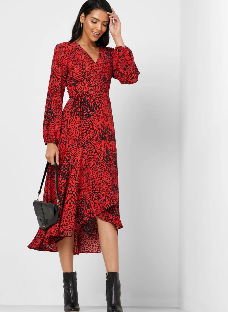 Wallis Printed Wrap Dress