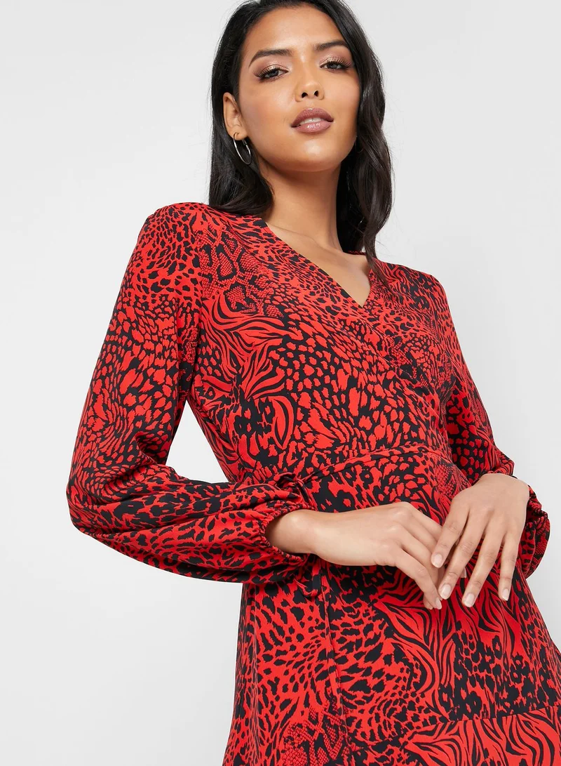Wallis Printed Wrap Dress