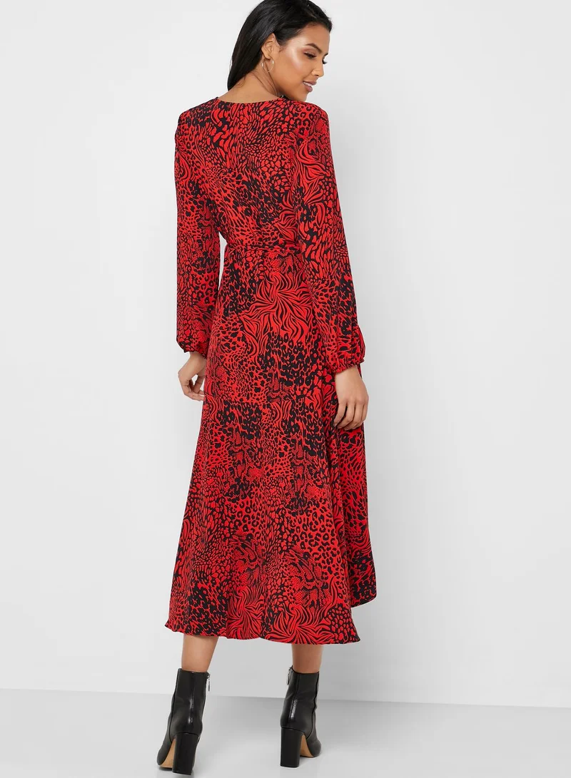 Wallis Printed Wrap Dress