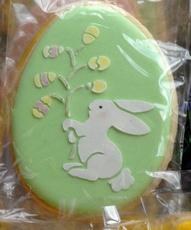 Designer Stencils C297 Easter Bunnies Cake Stencils, Beige/Semi Transparent - Image 2
