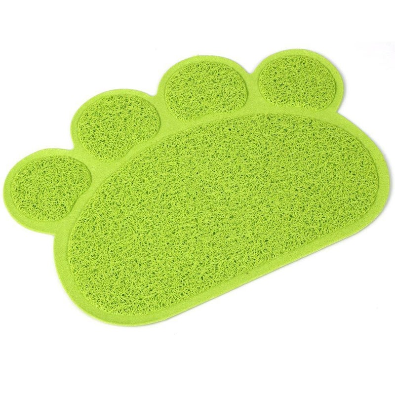 Cat Litter Mat Non- Pet Paw Shape Mat Pet Dog Cat Puppy Kitten Dish Bowl Food Water Placemat Mat 30*40cm (Green) - Image 2