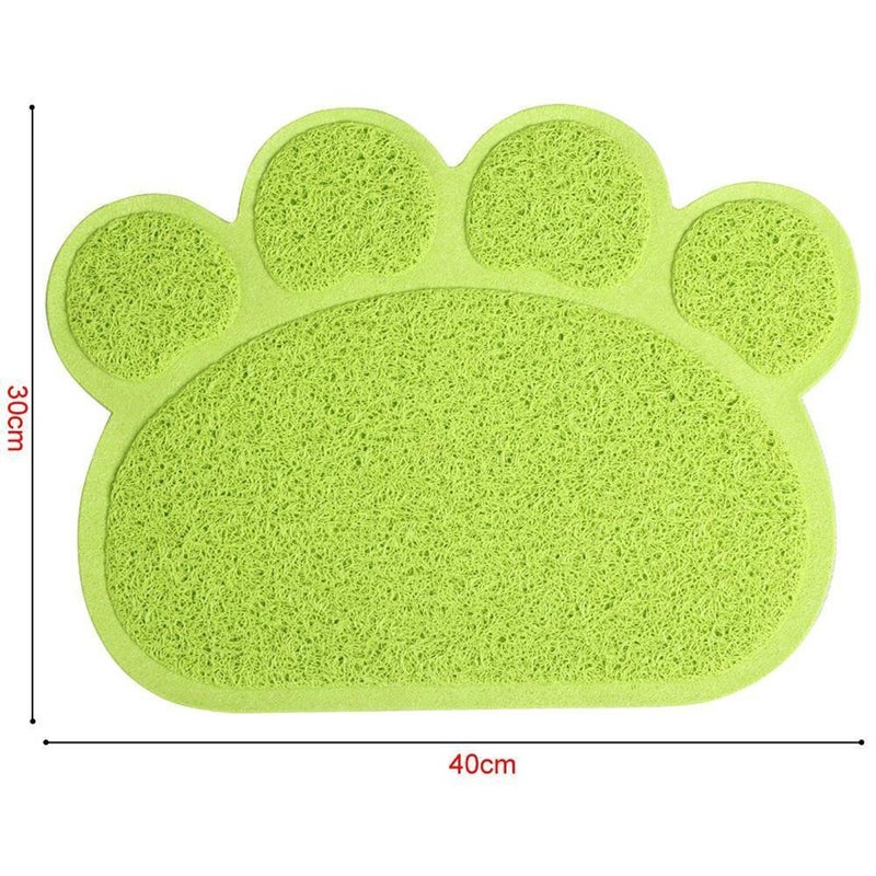 Cat Litter Mat Non- Pet Paw Shape Mat Pet Dog Cat Puppy Kitten Dish Bowl Food Water Placemat Mat 30*40cm (Green) - Image 4