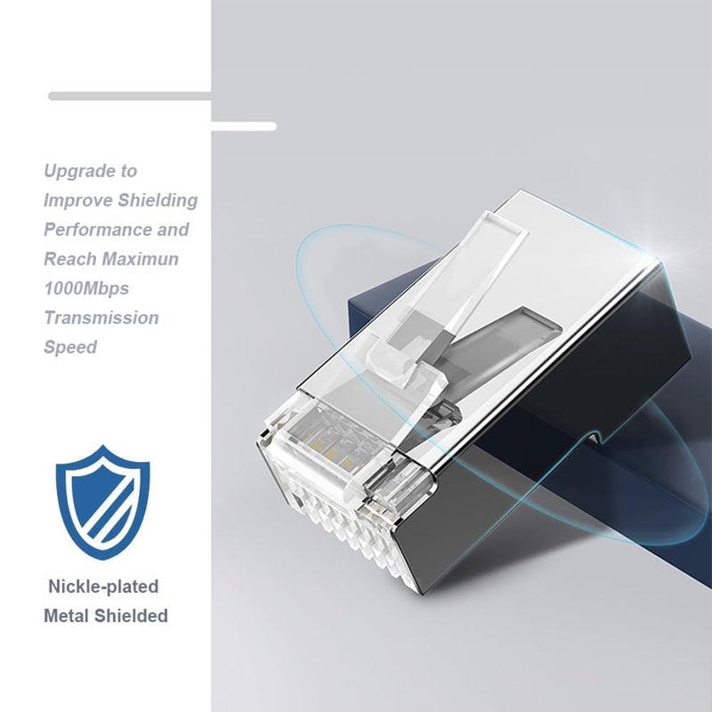 ZOERAX 100-Pack RJ45 Cat6 Pass Through Connector Shielded RJ45 Modular Plugs for Solid or Stranded FTP/STP Ethernet Cable - Image 4