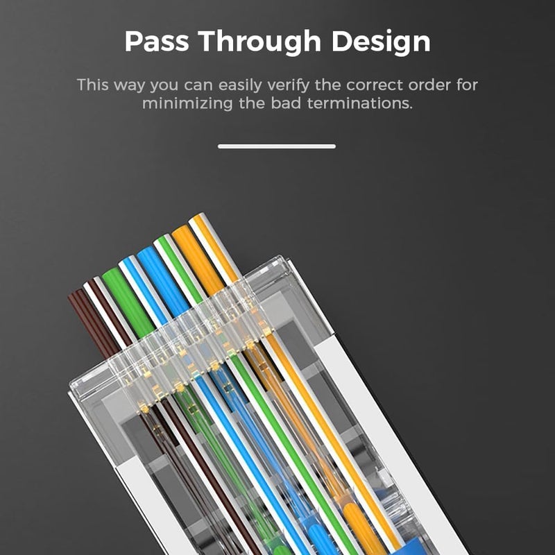 ZOERAX 100-Pack RJ45 Cat6 Pass Through Connector Shielded RJ45 Modular Plugs for Solid or Stranded FTP/STP Ethernet Cable - Image 5