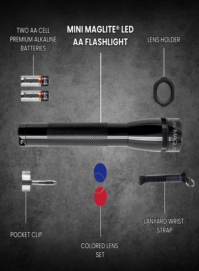 MagLite Mini LED Flashlight - Ultra Bright 127 Lumens, Adjustable Beam, Water-Resistant IPX4, Shock Resistant, 2 Power Modes, includes 2 AA Premium Alkaline Batteries - (Combo Pack, Black) - Image 3