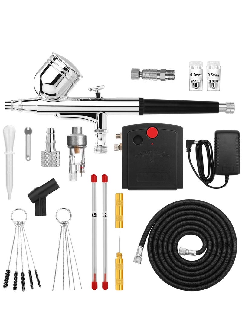 Arabest Airbrush Mini Airbrush with Air Compressor Portable Airbrush Kit for Cake Decorating Craft Tools Makeup Painting and Nail Art  - Image 1