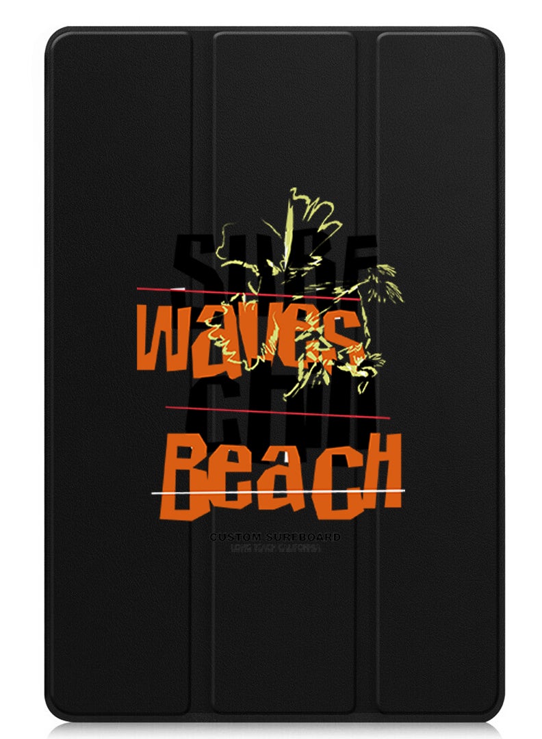 Theodor Protective Flip Case For Apple iPad Pro 13 (2024) With Trifold Stand Auto Wake Sleep Shockproof Cover Surf waves chill beach black - Image 1