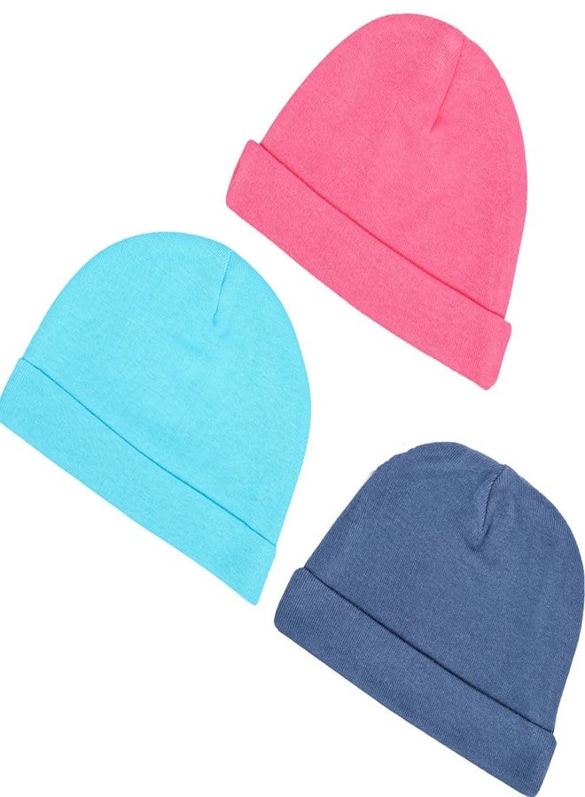 REVOLTEK Newborn Baby Soft Cotton Caps with Tai Knot and Bonnet Pack of 3 (Multicolored-1, 3-6 Months) - Image 1