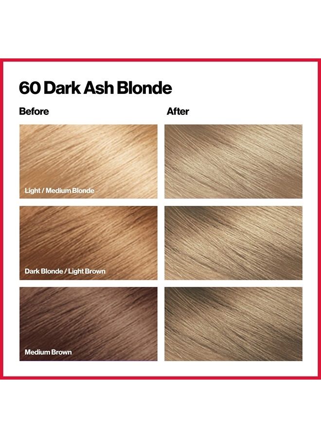 Revlon Permanent Hair Color, Permanent Hair Dye, Colorsilk with 100% Gray Coverage, Ammonia-Free, Keratin and Amino Acids, 60 Dark Ash Blonde, 4.4 Oz (Pack of 3) - Image 2