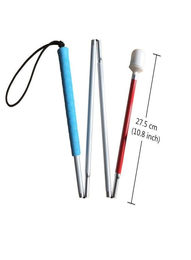 VISIONU Aluminum Mobility Folding Cane for the Blind (Folds Down 4 Sections) White Cane for Children, Blue Handle - Image 4