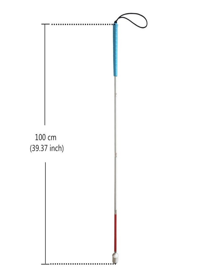 VISIONU Aluminum Mobility Folding Cane for the Blind (Folds Down 4 Sections) White Cane for Children, Blue Handle - Image 3