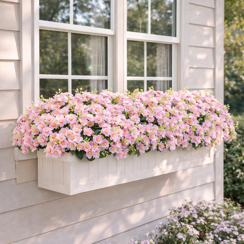 alyptus Artificial Flowers for Outdoors, 12 Batches UV Resistant Spring Fake Flowers for Porch, Patio & Garden Decor â€“ Realistic Outdoor Fake Plants with Lasting Color - Pink - Image 5