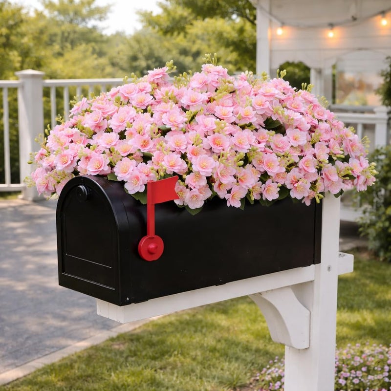 alyptus Artificial Flowers for Outdoors, 12 Batches UV Resistant Spring Fake Flowers for Porch, Patio & Garden Decor â€“ Realistic Outdoor Fake Plants with Lasting Color - Pink - Image 4
