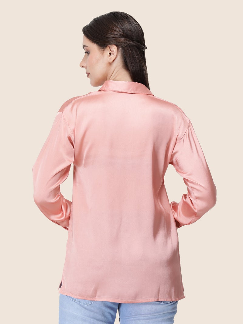 amswan Women's  Premium Regular Fit Solid Satin shirt - Image 1