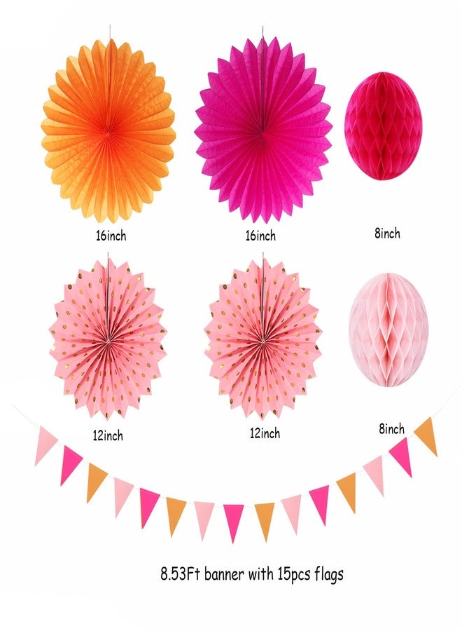 burgleda Pink-Orange Fall Party-Decorations Paper-Flowers Lanterns - 20PCS Autumn Wedding Birthday Tissue Pom Poms Streamers Fans Honeycomb, Groovy Boho Baby Shower Rustic Hanging Supplies Decor Burgleda - Image 2