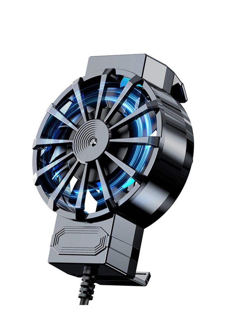 Angmei Mobile Phone Cooler,Fan Cooler,Radiator with Fan,Advanced Smartphone Semiconductor Heatsink Cooling Technology 7-Blade Fan RGB LED USB Type-C Power Cable,Black,5V2A  - Image 2