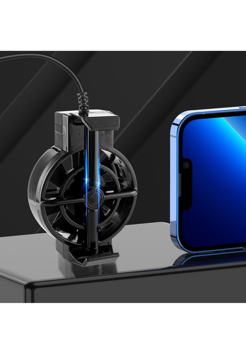 Angmei Mobile Phone Cooler,Fan Cooler,Radiator with Fan,Advanced Smartphone Semiconductor Heatsink Cooling Technology 7-Blade Fan RGB LED USB Type-C Power Cable,Black,5V2A  - Image 3