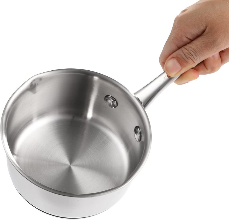 DEAYOU 18/10 Stainless Steel Butter Warmer Measuring Pan, 0.5-Quart Milk Warmer Pot with Dual Pour Spouts, 17OZ Small Sauce Pan for Stove Top, Chocolate Melting, Coffee Tea Soup Warming - Image 3