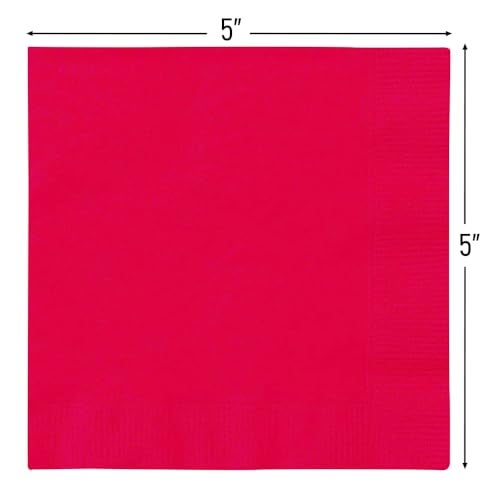 Unique Ruby Red Solid Beverage Paper Napkins - 5"x5" (20 Count) - Vibrant Color & Premium Quality Napkins For Unforgettable Events & Parties - Image 2
