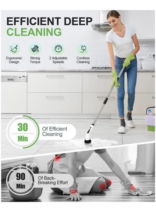 دريمزون جهاز تنظيف دوار كهربائي لاسلكي مع 7 رؤوس فرشاة مثقاب قابلة للاستبدال، بطارية عالية السرعة بمقبض قابل للتعديل مقاس 54 بوصة مع شاحن سريع من النوع C للحمام والمطبخ والأرضيات - Image 2