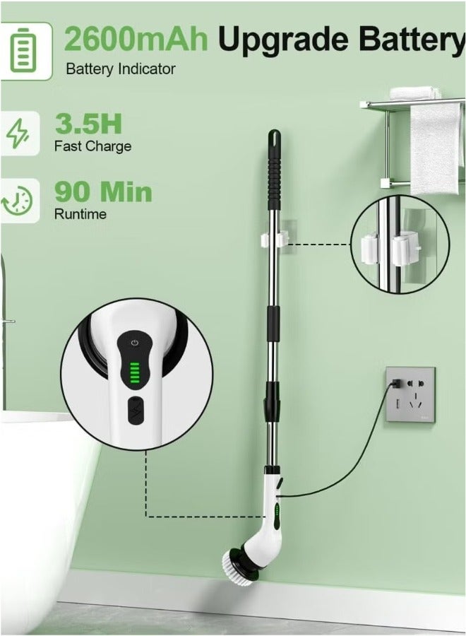 دريمزون جهاز تنظيف دوار كهربائي لاسلكي مع 7 رؤوس فرشاة مثقاب قابلة للاستبدال، بطارية عالية السرعة بمقبض قابل للتعديل مقاس 54 بوصة مع شاحن سريع من النوع C للحمام والمطبخ والأرضيات - Image 4
